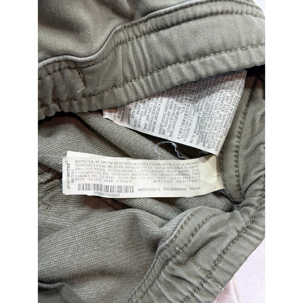 ZARA Cargo Joggers Mens S Olive Green Good Utility Twill Drawstring Pants - Picture 3 of 12